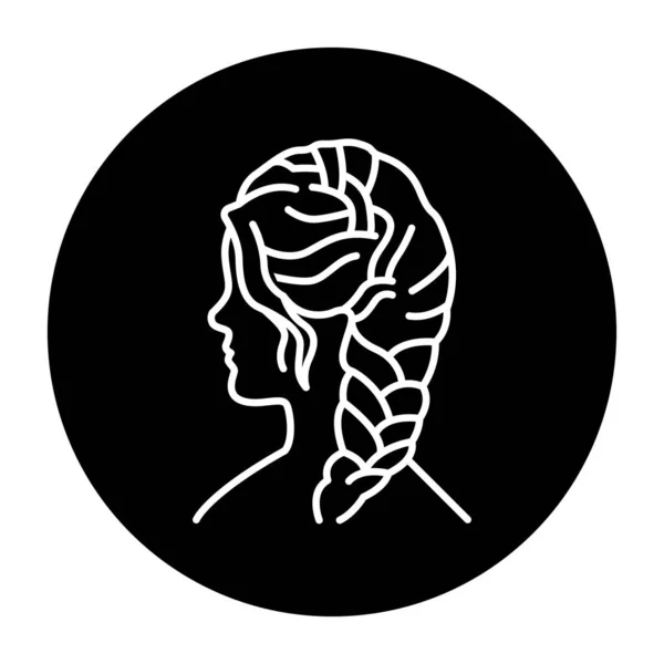 Γυναίκα Pigtail Hairstyle Εικονίδιο Γραμμή Χρώματος Βιομηχανία Ομορφιάς Υπηρεσίες Κομμωτηρίου — Διανυσματικό Αρχείο
