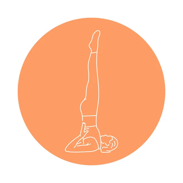 Sarvangasana Pose Von Birken Farbe Linie Illustration Piktogramm Für Webseite — Stockvektor