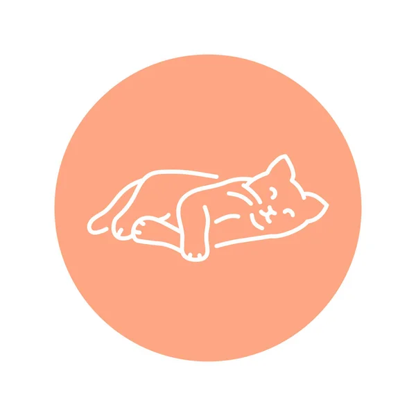快乐的睡猫彩线图标 网页的象形文字 — 图库矢量图片