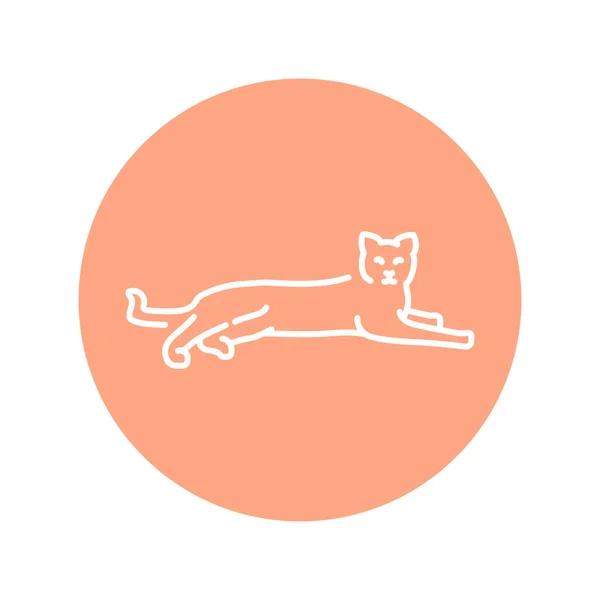 躺在快乐猫的彩色线条图标 网页的象形文字 — 图库矢量图片