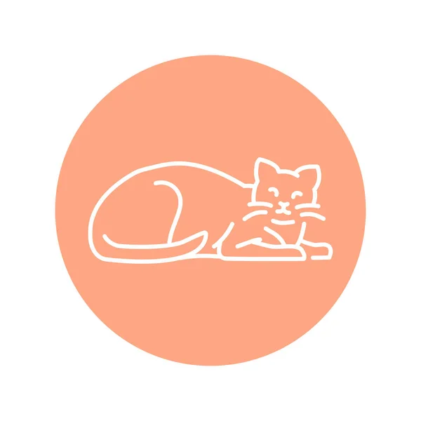 睡梦中快乐的猫彩线图标 网页的象形文字 — 图库矢量图片