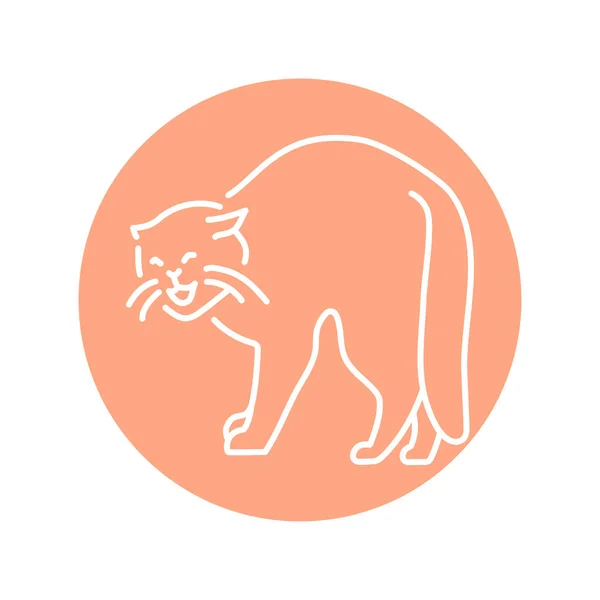 站在愤怒的猫的彩色线条图标 网页的象形文字 — 图库矢量图片