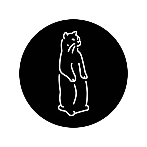 Cat Trova Nella Posizione Icona Della Linea Colore Del Gopher — Vettoriale Stock