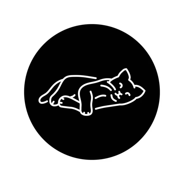 Feliz Gato Dormido Icono Línea Color Pictograma Para Página Web — Vector de stock