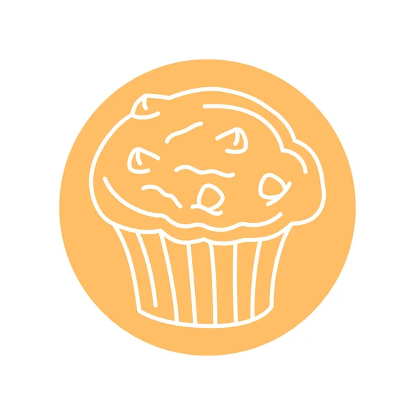 Muffin Black Line Icon Bakery — Stock Vector