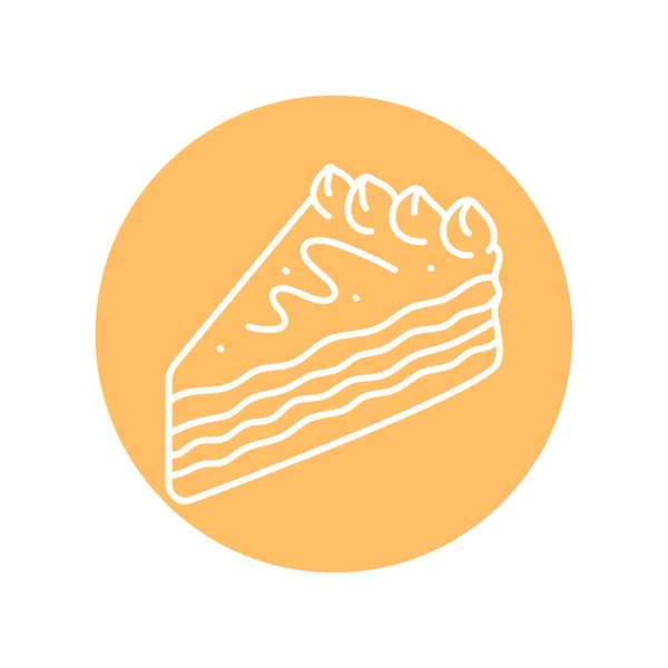 Piece Cake Zwart Lijn Pictogram Bakkerij — Stockvector