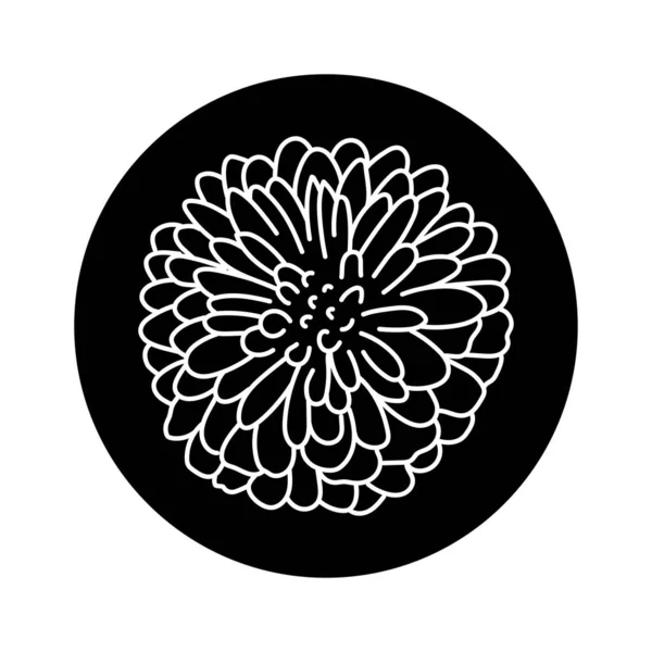 Flor Crisantemo Línea Negra — Vector de stock