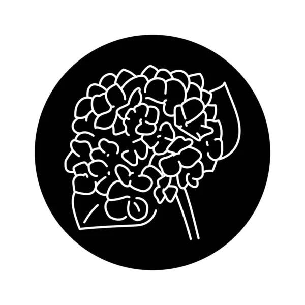 Hortensia Hydrangea Blommor Svart Linje — Stock vektor