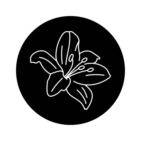 Lily Línea Flor Negro — Vector de stock