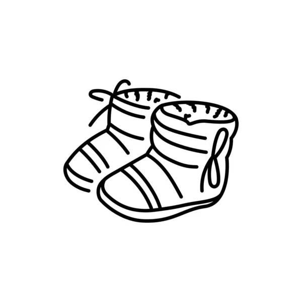 婴儿靴黑线图标 — 图库矢量图片