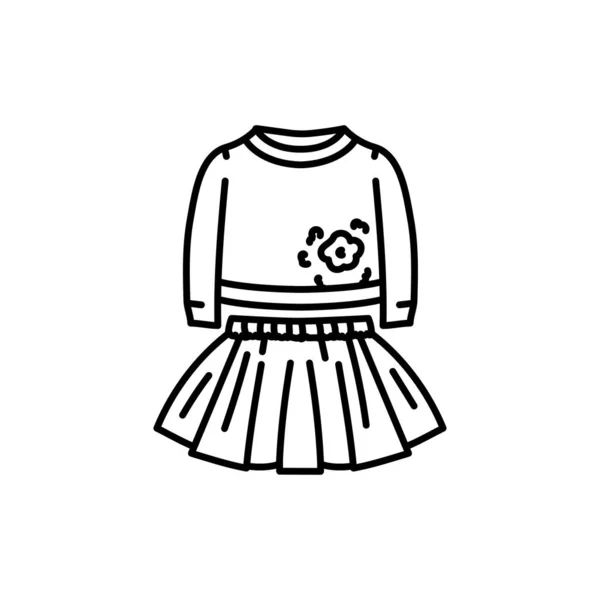 Κοριτσάκι Σακάκι Και Φούστα Μαύρο Εικονίδιο Γραμμή — Διανυσματικό Αρχείο