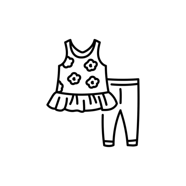 Baby Girl Tunic Legging Black Line Icon — Stock Vector