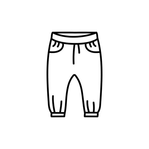 Pantalones Bebé Línea Negra Icono — Vector de stock
