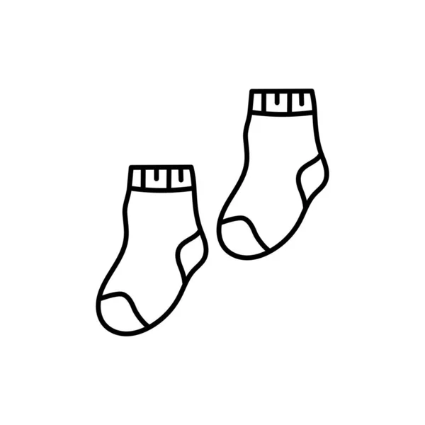 婴儿袜子黑线图标 — 图库矢量图片