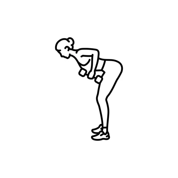 Κορίτσι Κάνει Ασκήσεις Dumbbell Για Triceps Μαύρο Εικονίδιο Γραμμή — Διανυσματικό Αρχείο