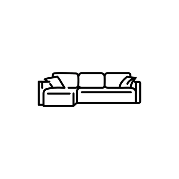 Ikon Garis Hitam Sofa Lipat Sudut - Stok Vektor
