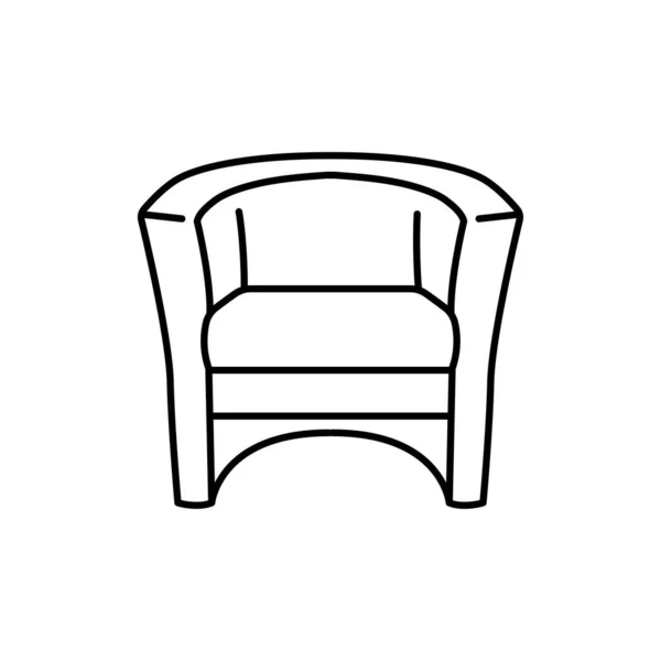Cadeira Macia Ícone Linha Preta — Vetor de Stock