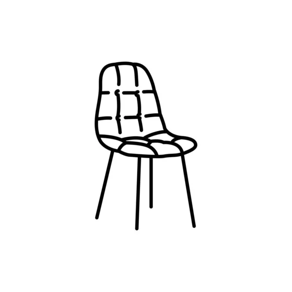 Cadeira Macia Ícone Linha Preta — Vetor de Stock