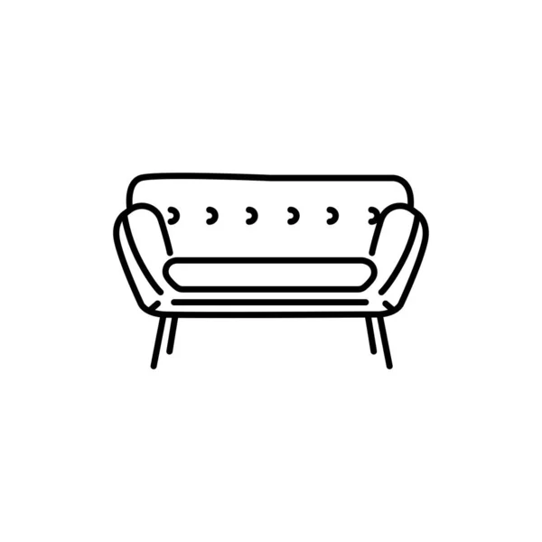 Ikon Garis Hitam Sofa Lembut - Stok Vektor