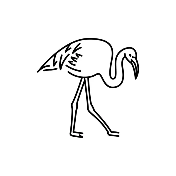 Flamingo Pájaro Línea Negra Icono — Archivo Imágenes Vectoriales