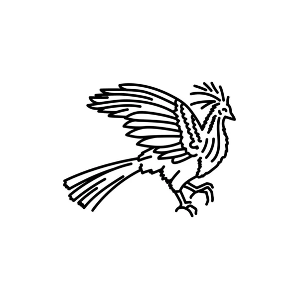 Hoatzin Pássaro Ícone Linha Preta — Vetor de Stock