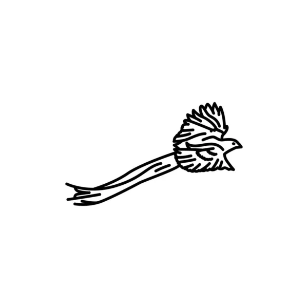 长尾天鹅绒编织黑线图标 — 图库矢量图片