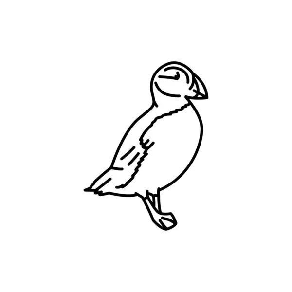 Oiseau Macareux Icône Ligne Noire — Image vectorielle