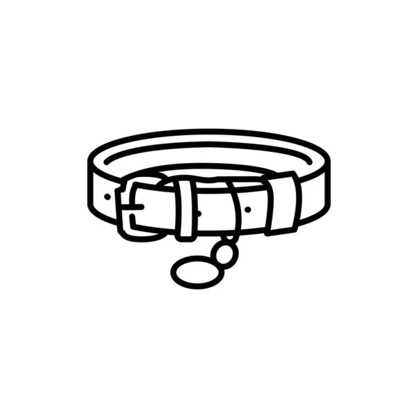 Pet Halsband Schwarze Linie Symbol — Stockvektor