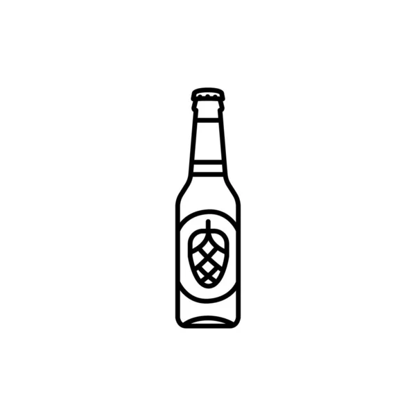 Garrafa Cerveja Ícone Linha Preta —  Vetores de Stock