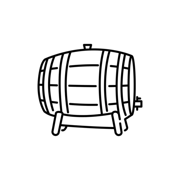 Wooden Barrel Black Line Icon — Stock Vector