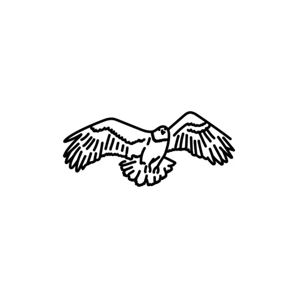 Águila Pájaro Línea Negra Icono — Archivo Imágenes Vectoriales