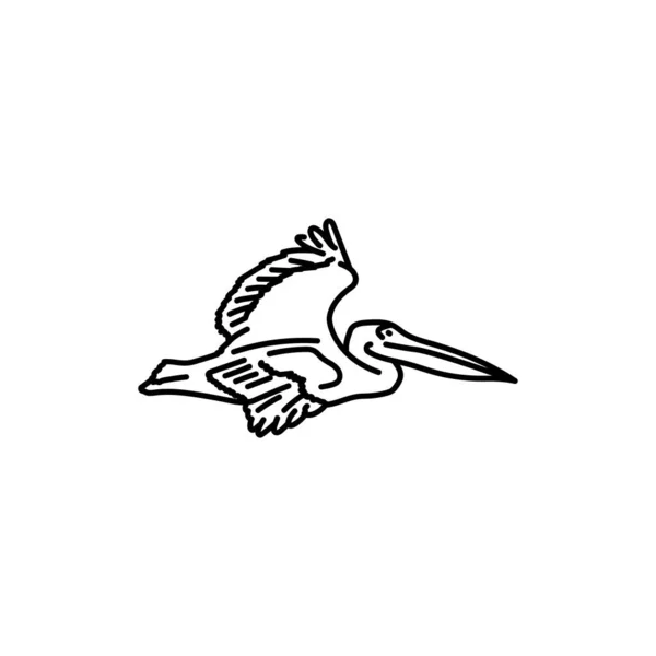 鹈鹕鸟黑线图标 — 图库矢量图片