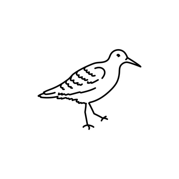Bécasseau Oiseau Ligne Noire Icône — Image vectorielle