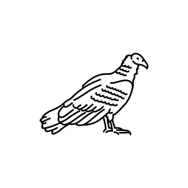 Vautour Oiseau Ligne Noire Icône — Image vectorielle