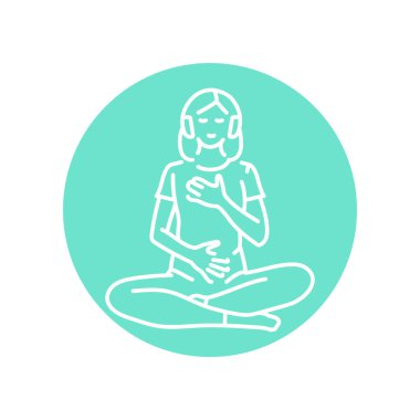 Rehberli meditasyon siyah çizgi simgesi.