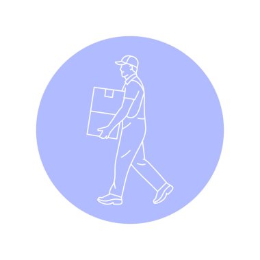 Kurye kutuları siyah çizgi simgesini taşıyor. Web sayfası için resim grafiği