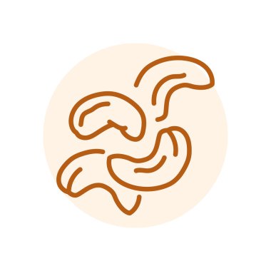 Kaju rengi siyah çizgi ikonu. Doğal organik süper yiyecek..