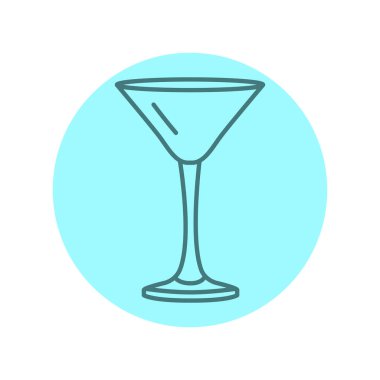 Martini camdan siyah çizgi ikonu. Bulaşık takımı