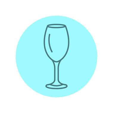 Şarap kadehi siyah çizgi ikonu. Bulaşık takımı