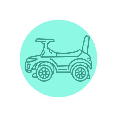 Çocuk otomobil siyah çizgi simgesi. 