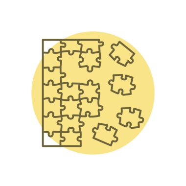 Yapboz yapboz siyah çizgi simgesi. 