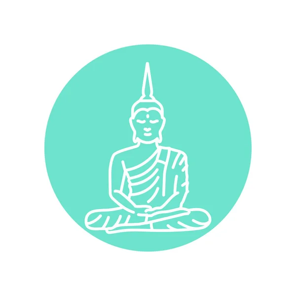 Ícone Linha Preta Estátua Buda Religião Budista — Vetor de Stock