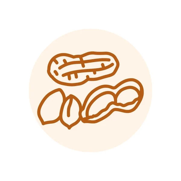 Peanut Black Line Symbol Natürliches Bio Superfood — Stockvektor