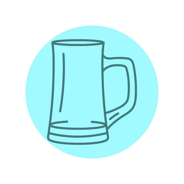 Bier Mok Zwarte Lijn Pictogram Tafelgerei — Stockvector