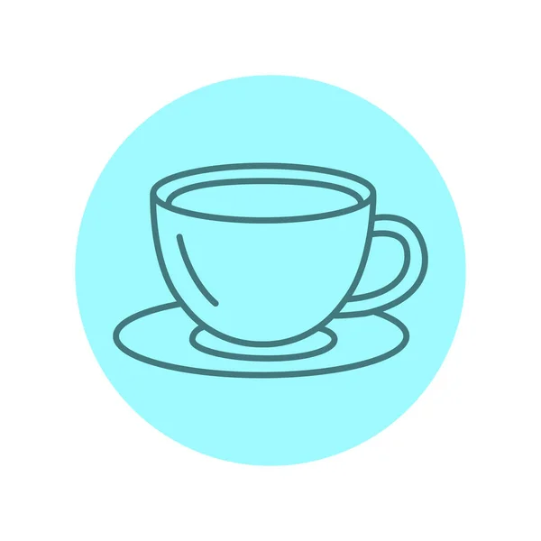 Чашка Значка Чорної Лінії Чаю Посуду — стоковий вектор