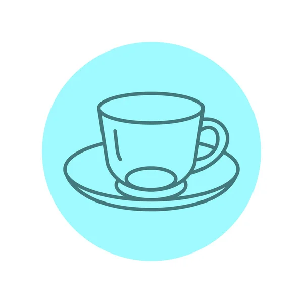 Чашка Значка Чорної Лінії Чаю Посуду — стоковий вектор