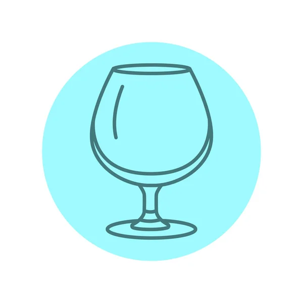 Склянка Значка Чорної Лінії Коньяку Посуду — стоковий вектор