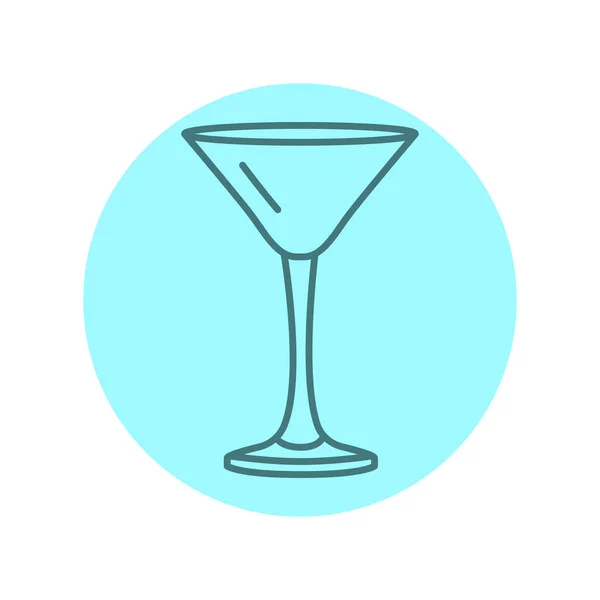 Martini Glas Zwarte Lijn Icoon Vaatwerk — Stockvector