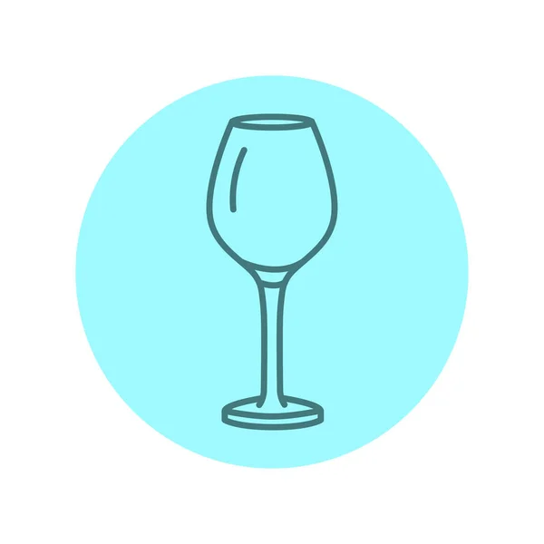 Verre Pour Vin Blanc Icône Ligne Noire Dishware — Image vectorielle