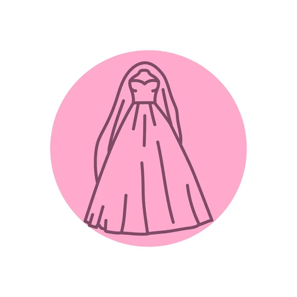 Весільна Сукня Чорна Лінія Значок Модний Вигляд Весільний Бутік — стоковий вектор